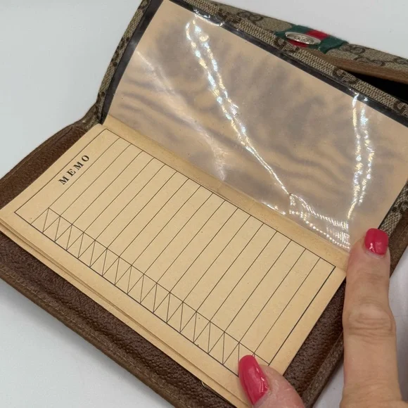 Vintage Gucci Trifold Monogrammed Clutch Brown Tan - Picture 15 of 15